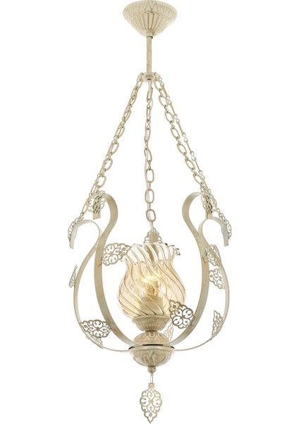 Avonnı AV-65119-TF Krem Ferforje Boyalı Klasik Avize E27 Metal Cam 30CM