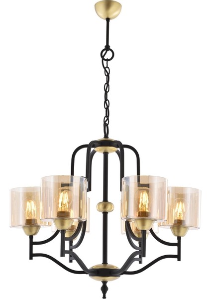 Avonnı AV-4162-6E Eskitme Kaplama Modern Avize E27 Metal Cam 62CM