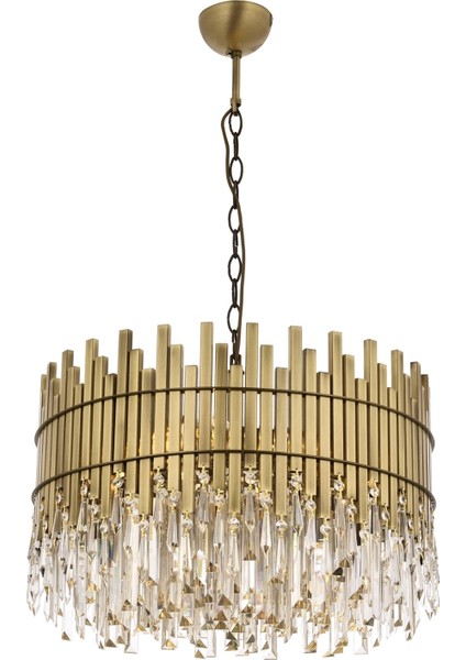 Avonnı AV-60162-E60 Eskitme Kaplama Klasik Avize E27 Metal Kristal 60CM