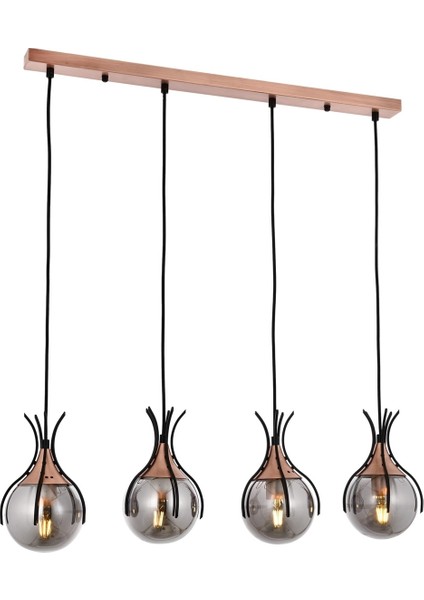 Avonnı AV-60161-4Y-BSY Siyah Boyalı Modern Avize E27 Metal Cam 70X13CM