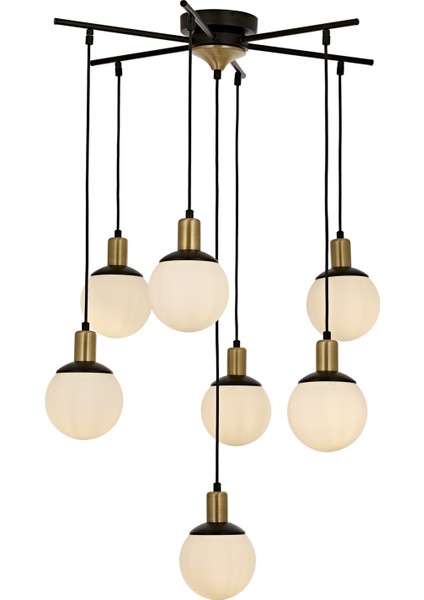 Avonnı AV-60273-7BSY Siyah Boyalı Modern Avize E27 Metal Cam 70CM