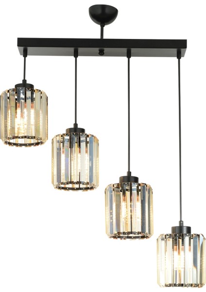 Avonnı AV-65230-4Y-BSY Siyah Boyalı Modern Avize E27 Metal Kristal 64X15CM