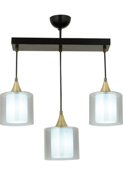 Avonnı AV-65233-3Y-BSY-F Siyah Boyalı Modern Avize E27 Metal Cam 60X14CM