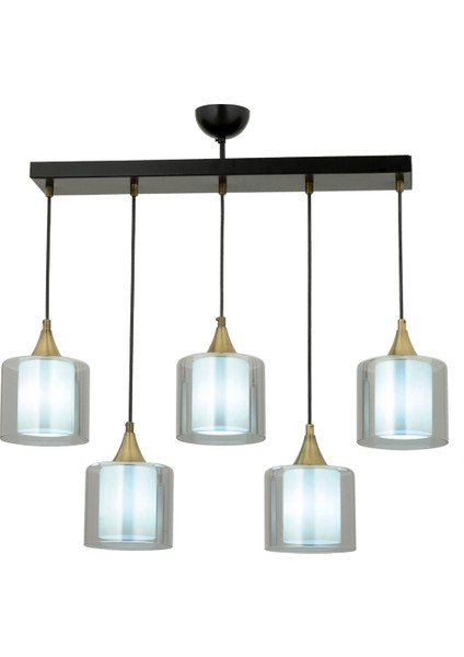Avonnı AV-65233-5Y-BSY-F Siyah Boyalı Modern Avize E27 Metal Cam 75X14CM
