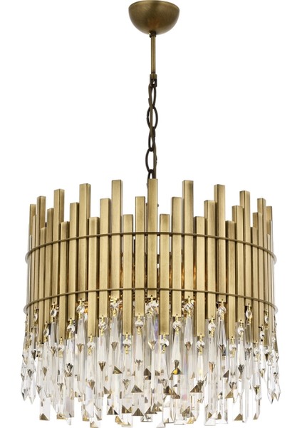 Avonnı AV-60162-E40 Eskitme Kaplama Klasik Avize E27 Metal Kristal 40CM