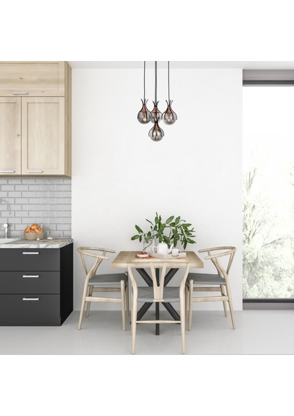 Avonnı AV-60161-4T-BSY Siyah Boyalı Modern Avize E27 Metal Cam 40CM fiyatları