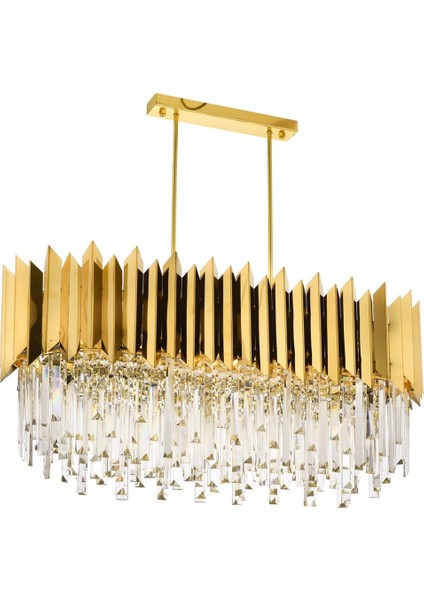 Avonnı AV-60101-S85X40 Sarı Kaplama Modern Avize E27 Metal Kristal 85X40CM