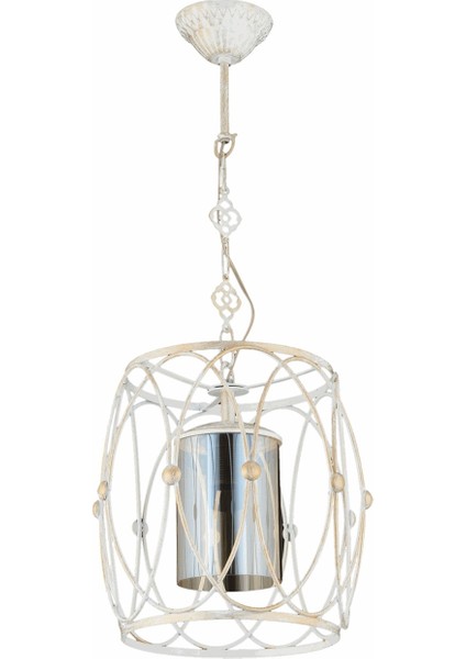 Avonnı AV-65074-BBY Beyaz/eskitme Boyalı Modern Avize E27 Metal Cam 30CM