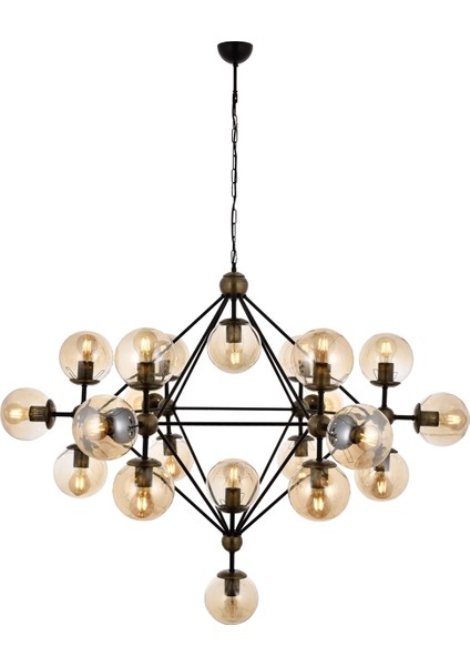 Avonnı AV-60163-21BSY Siyah Boyalı Modern Avize E27 Metal Cam 150CM