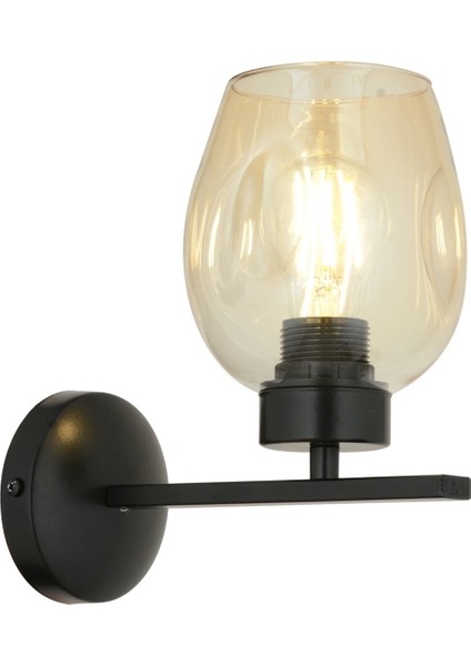 Avonnı AP-65246-1BSY Siyah Boyalı Aplik E27 Metal Cam 20X27CM