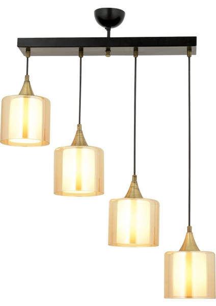 Avonnı AV-65233-4Y-BSY-B Siyah Boyalı Modern Avize E27 Metal Cam 70X14CM