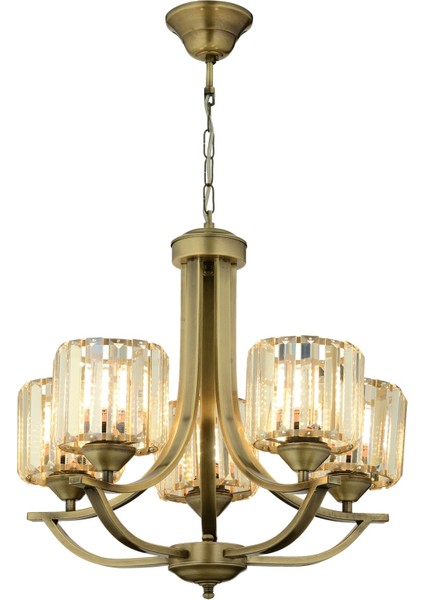 Avonnı AV-65226-5E Eskitme Kaplama Modern Avize E27 Metal Kristal 55CM