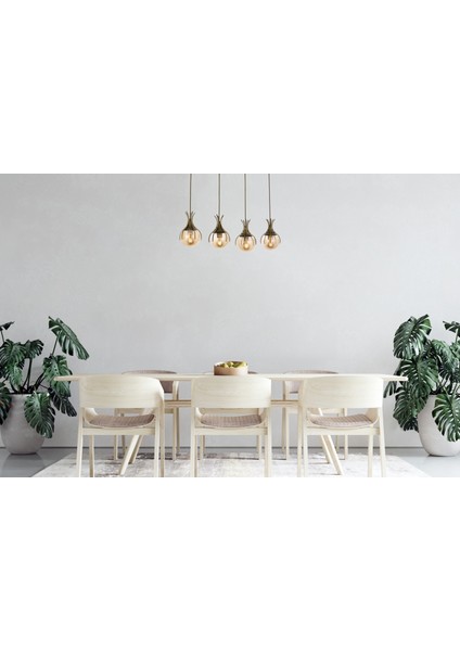 Avonnı AV-60161-4EY Eskitme Kaplama Modern Avize E27 Metal Cam 70X13CM