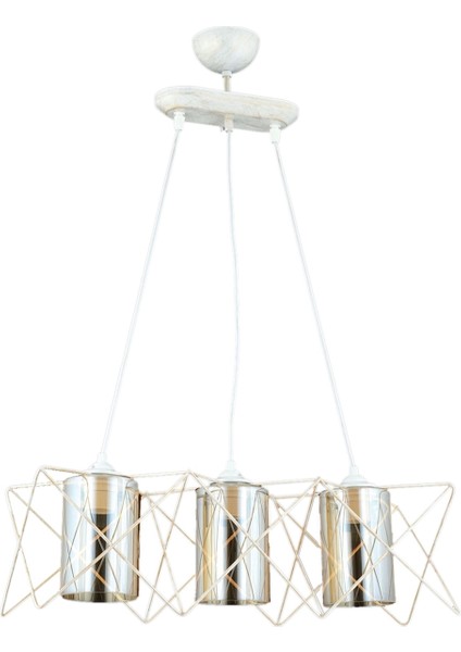 Avonnı AV-65076-3Y-KRM Krem Boyalı Modern Avize E27 Metal Cam 60X20CM