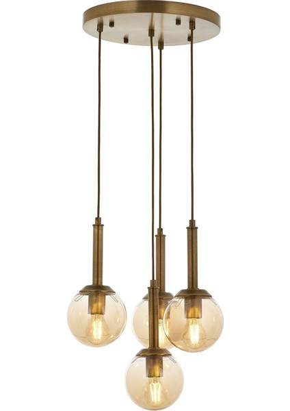 Avonnı AV-60216-4ET Eskitme Kaplama Modern Avize E27 Metal Cam 40CM