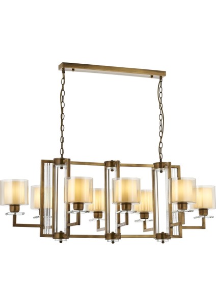 Avonnı AV-60190-8E-YM Eskitme Kaplama Modern Avize E27 Metal Cam 110X60CM