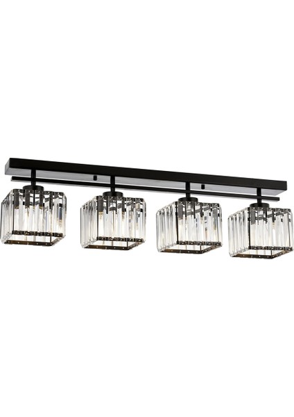 Avonnı AV-60230-4Y-BSY Siyah Boyalı Modern Avize E27 Metal Kristal 80X15CM