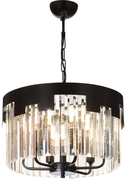 Avonnı AV-65225-BSY40 Siyah Boyalı Klasik Avize E14 Metal Kristal 40CM
