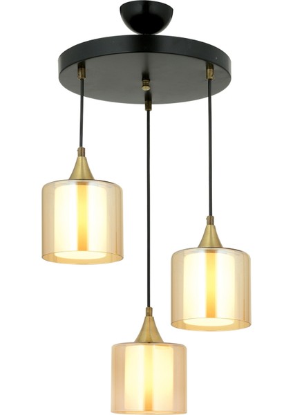 Avonnı AV-65233-3T-BSY-B Siyah Boyalı Modern Avize E27 Metal Cam 40CM
