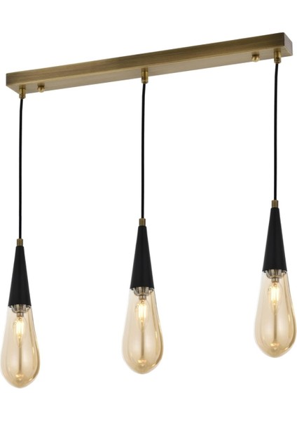 Avonnı AV-60059-3EY Eskitme Kaplama Modern Avize E14 Metal Cam 65X10CM