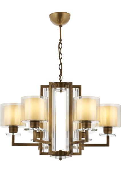 Avonnı AV-60190-6E Eskitme Kaplama Modern Avize E27 Metal Cam 70CM