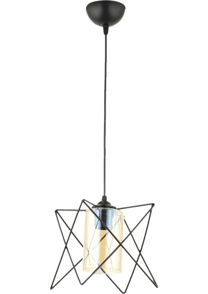 Avonnı AV-65076-BSY Siyah Boyalı Modern Avize E27 Metal Cam 20X20CM