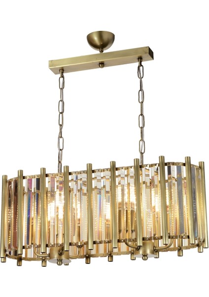 Avonnı AV-65222-YM-E Eskitme Kaplama Modern Avize E14 Metal Kristal 65X22CM