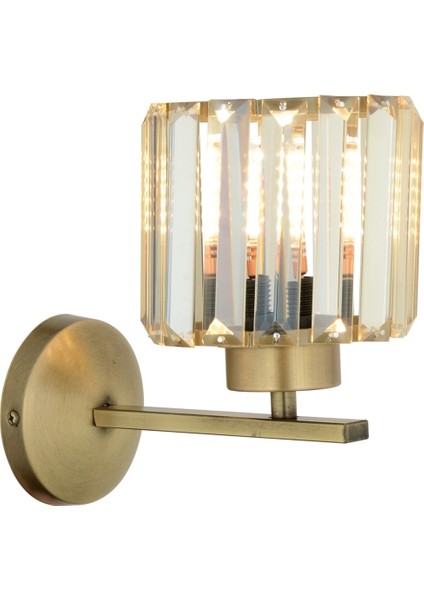 Avonnı AP-65244-1E Eskitme Kaplama Aplik E27 Metal Kristal 20X27CM