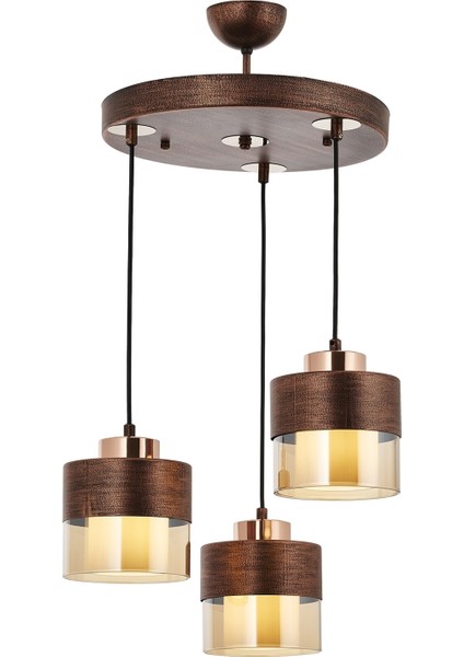 Avonnı AV-60193-3T-CPR Bakır Patina Boyalı Modern Avize E27 Metal Cam 40CM