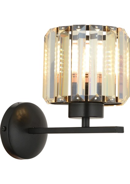 Avonnı AP-65244-1BSY Siyah Boyalı Aplik E27 Metal Kristal 20X27CM