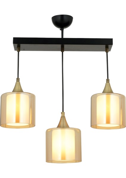 Avonnı AV-65233-3Y-BSY-B Siyah Boyalı Modern Avize E27 Metal Cam 60X14CM