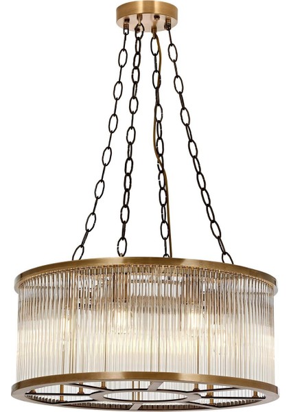 Avonnı AV-60355-E65 Eskitme Kaplama Modern Avize E27 Metal Cam 65CM