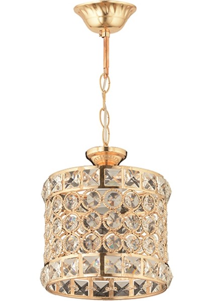 Avonnı AV-65240-1S Sarı Kaplama Modern Avize E27 Metal Kristal 17CM