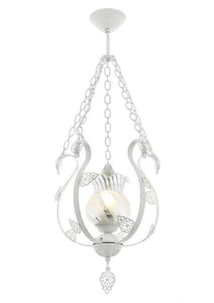 Avonnı AV-65119-T Beyaz Boyalı Klasik Avize E27 Metal Cam 30CM
