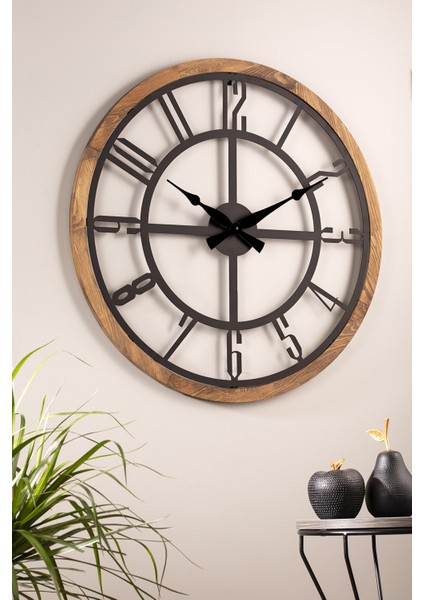 Muyika Bunnela Metal-Ahşap Çerçeveli 80X80CM Dekoratif Duvar Saati Mads fiyatları