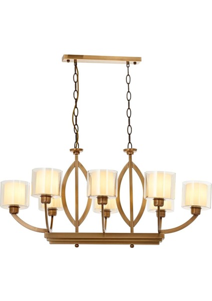 Avonnı AV-60362-8E-YM Eskitme Kaplama Modern Avize E27 Metal Cam 100X55CM