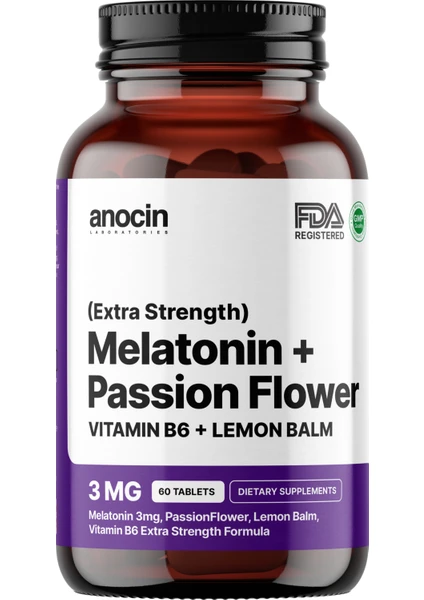 Anocin Melatonin 60 Passiflora Vitaminb6 ve Limon Otu Melatonin