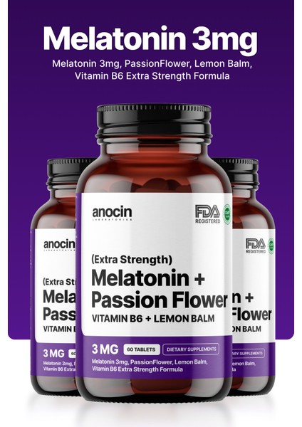 Anocin Melatonin 60 Passiflora Vitaminb6 ve Limon Otu Melatonin