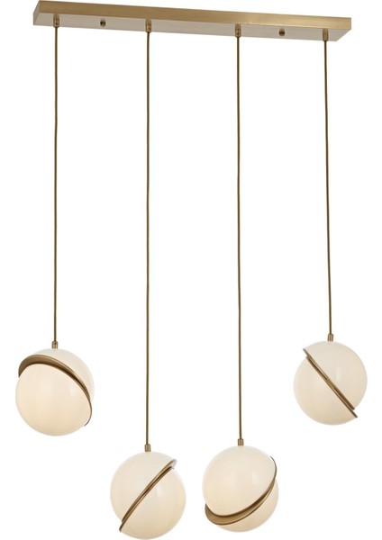 Avonnı AV-60350-4EY Eskitme Kaplama Modern Avize E27 Metal Pleksi 80X4CM