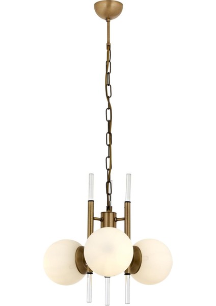 Avonnı AV-60385-3E Eskitme Kaplama Modern Avize E27 Metal Cam Kristal 50CM