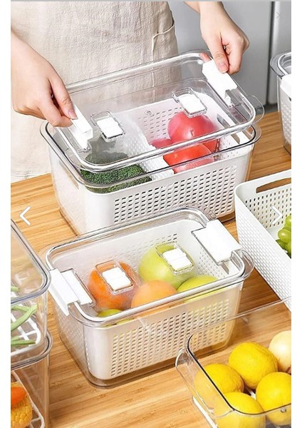 Leeshome Lossa Lüx 3 Adet Buzdolabı Içi Süzgeçli Organizer(2,5lt,5lt,9lt) Set-Saklama Buzdolabı Organizer