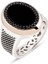 Gümüş Siyah Oniks Taşlı Çevresi Zirkon Süslemeli Erkek Yüzük 1