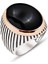 Gümüş Siyah Kapşon Taşlı Çizgili Kasa Erkek Yüzüğü 1