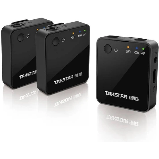 Takstar V1 Dual Kablosuz Yaka Mikrofonu Telsiz Kamera Telefon Video Mikrofonu Andorid Uyumlu ( 2 Alıcı + 1 Verici )