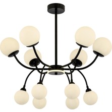 Avonnı AV-60386-12BSY Siyah Boyalı Modern Avize G9 Metal Cam 85CM