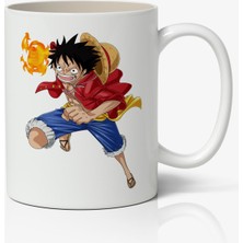 Anime Marketi One Piece Monkey D. Luffy Beyaz Porselen Anime Kupa Bardak