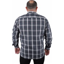 Moc Grande Büyük Beden Erkek Gömlek Line Square 23367 Uzun Kol Günlük Ekose Desenli