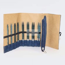 Balım Örgü Evi  Knitpro Denim Set 12.5 cm Şiş 3.5-8 mm +  Balım Örgü Evi Şiş Ölçer