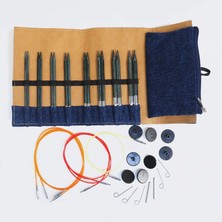 Balım Örgü Evi  Knitpro Denim Set 12.5 cm Şiş 3.5-8 mm +  Balım Örgü Evi Şiş Ölçer