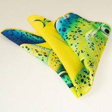 Exve Exclusive Sarı Üzerine Yeşil Mavi Lambuka Balık Baskılı Tasarım Yaka Cep Mendili